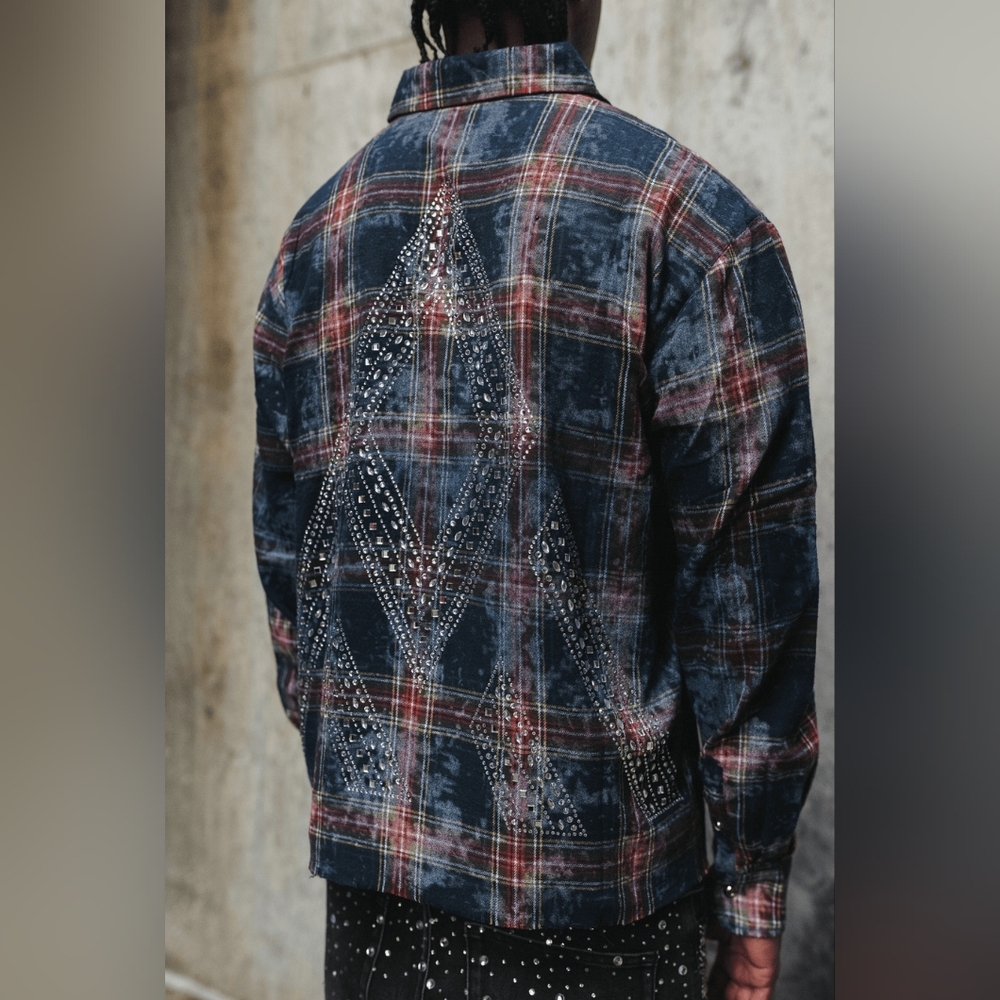 Paper Money Men's Casual Plaid Button Down Shirt - Blue and Red